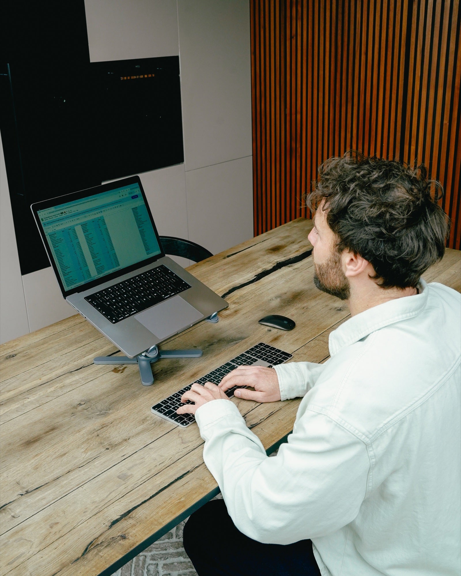 DeskStand with Laptop at Work Height — Gray