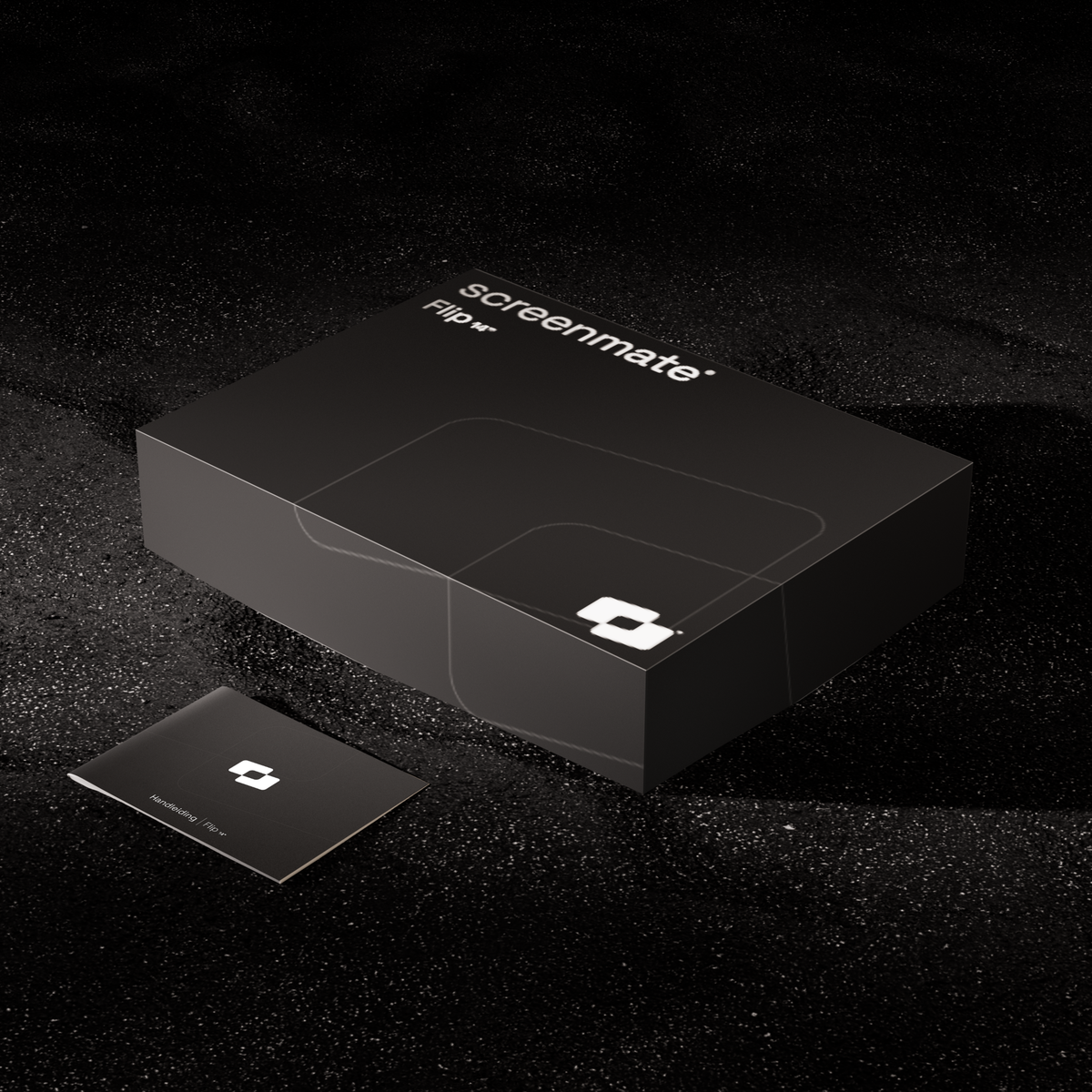 Flip 14″ — Packaging for the Screenmate Flip 14-inch with user manual on a dark background